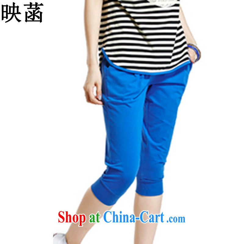 An image based on 2015 new campaign kit short-sleeved striped summer women, female bat sleeves Leisure package female color blue M, image, and shopping on the Internet