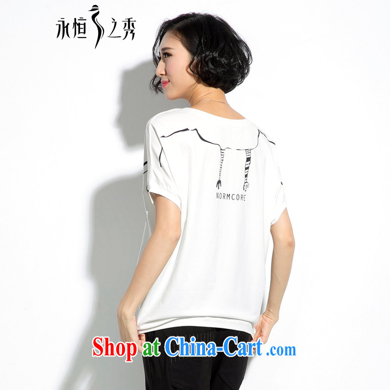 Eternal show Summer 2015 mm thick new, larger female personality owl stamp bat sleeves video thin T pension white XL, eternal, and the show, and shopping on the Internet