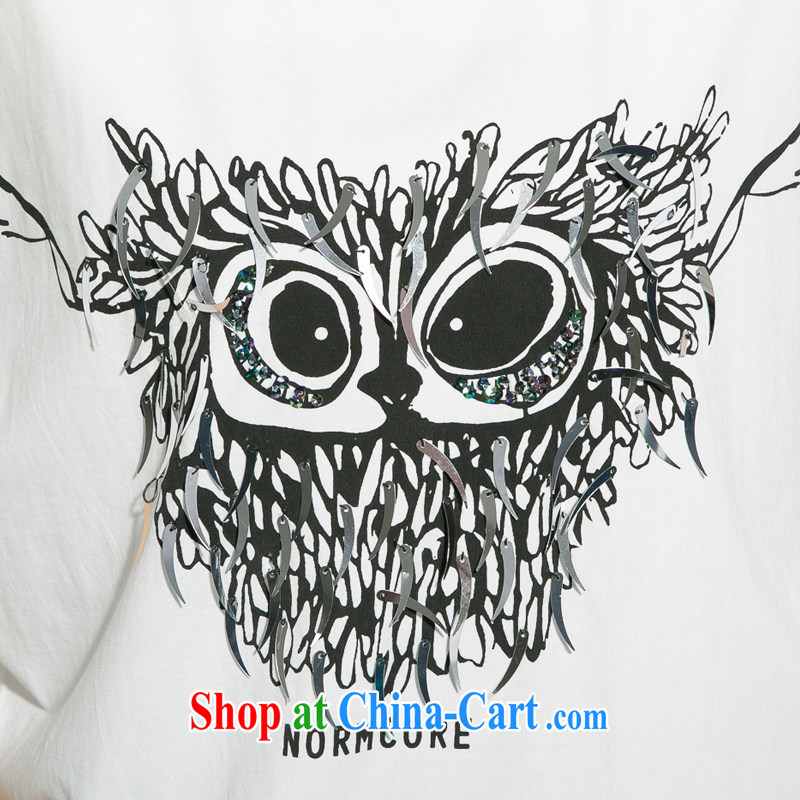 Eternal show Summer 2015 mm thick new, larger female personality owl stamp bat sleeves video thin T pension white XL, eternal, and the show, and shopping on the Internet