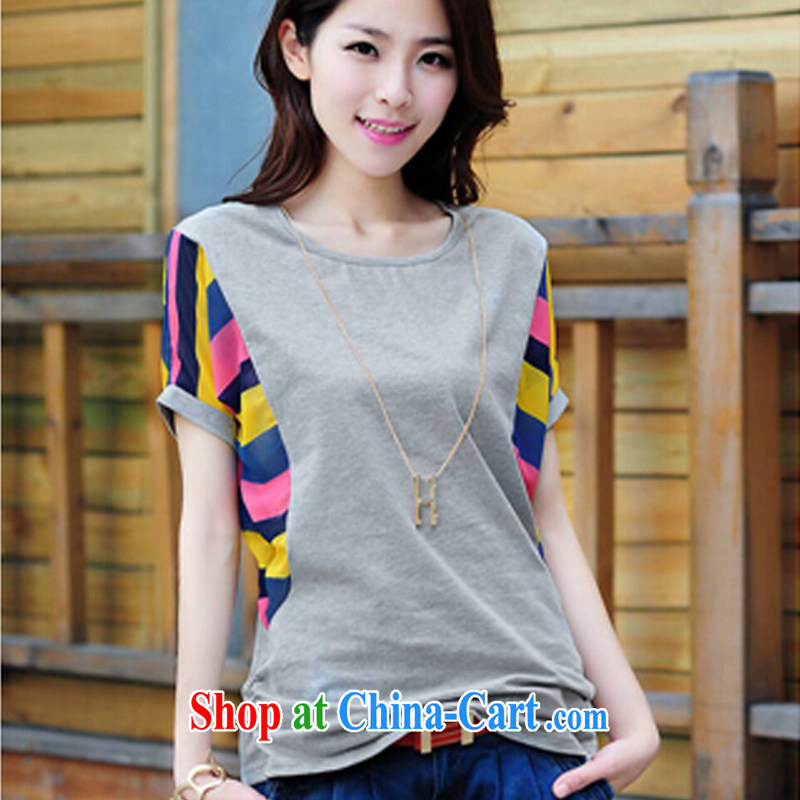 Card of 2015 in accordance with Korean summer new stylish women bat loose snow streaks woven short sleeve shirt T picture color XXXL, pixel (kasuyi), and, on-line shopping