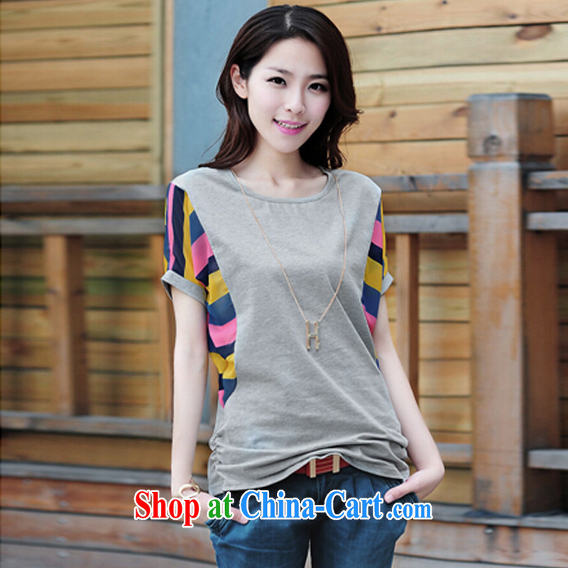 Card of 2015 in accordance with Korean summer new stylish women bat loose snow streaks woven short sleeve shirt T picture color XXXL, pixel (kasuyi), and, on-line shopping