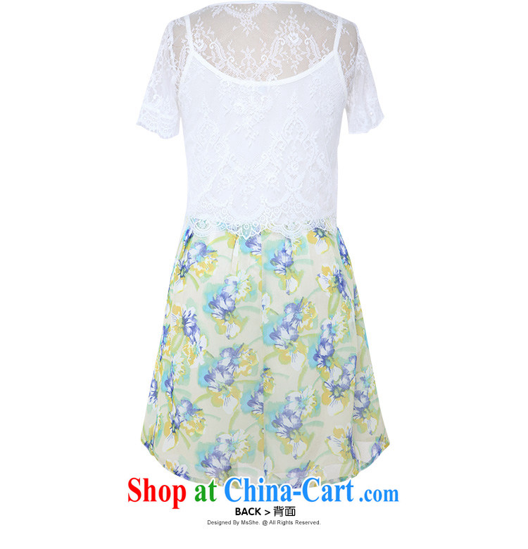 The MsShe indeed XL women 2015 new summer lace stitching stamp two-piece dresses 4298 green 2 XL pictures, price, brand platters! Elections are good character, the national distribution, so why buy now enjoy more preferential! Health