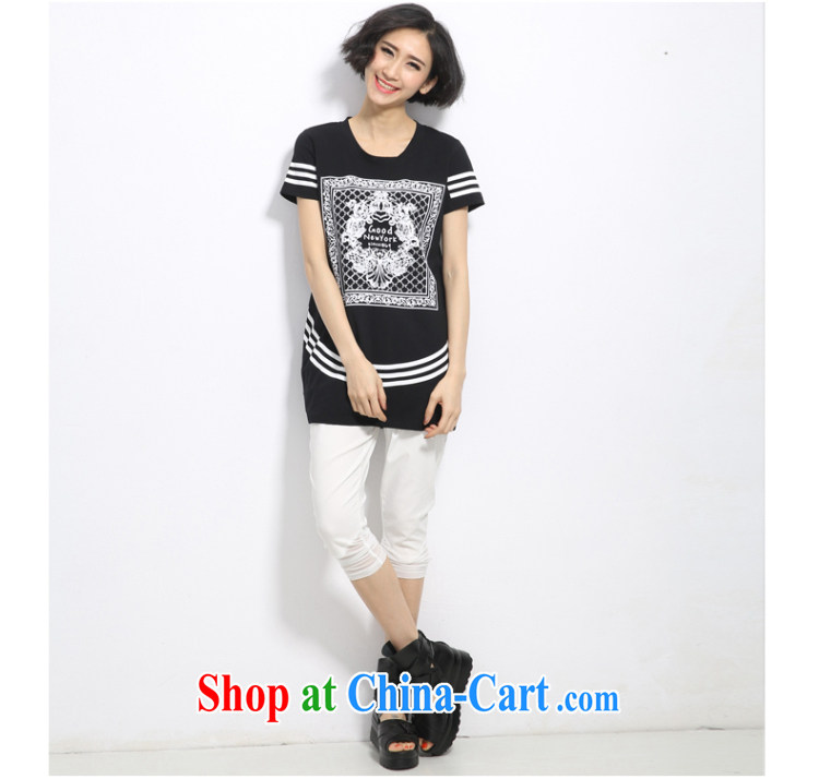 Eternal show Summer 2015 mm thick new, larger female pure cotton floral pattern long Graphics thin T shirt black 3 XL pictures, price, brand platters! Elections are good character, the national distribution, so why buy now enjoy more preferential! Health