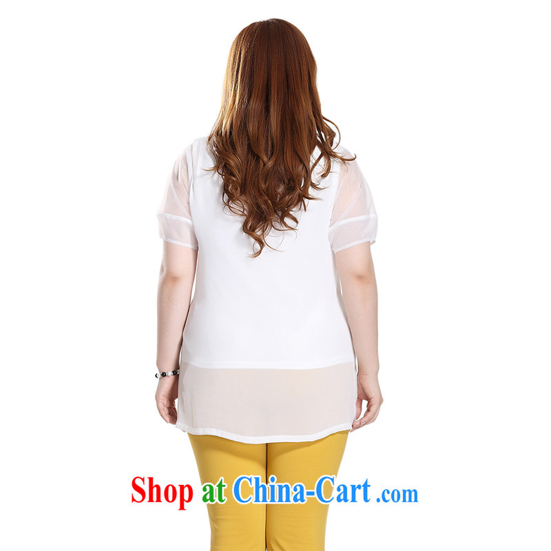 Slim LI Sau 2015 summer new, larger female 3D stamp sleeveless vest T pension shield T-shirt overlap is really two-piece, long T-shirt Q 7976 m White 4 XL, slim Li-su, shopping on the Internet