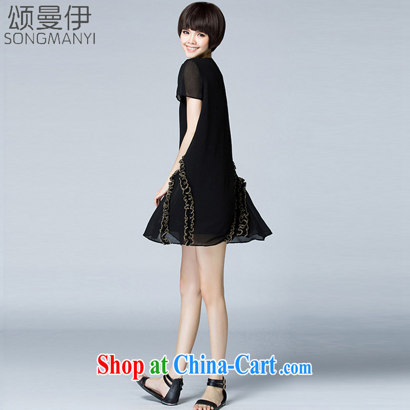 Also, the 2015 summer new European and American style modern solid color Large, female style snow woven relaxed dress 5326 black XXXXL, of Manchester, and, shopping on the Internet