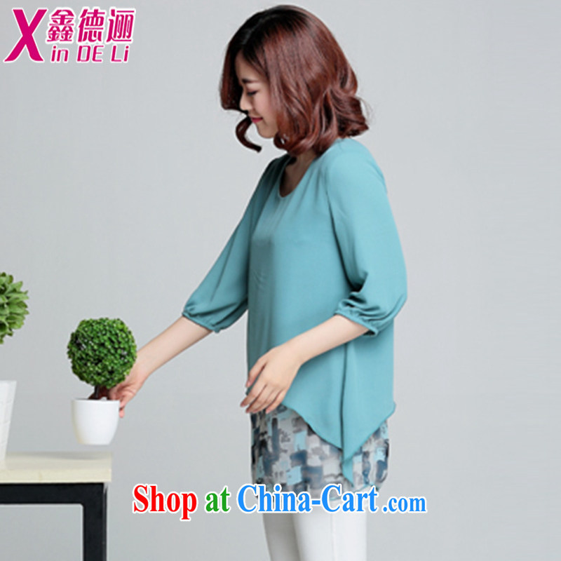 Xin De obligations summer 2015 new thick mm summer leave of two in the long, snow-woven shirts female 7 cuff small shirts stamp T-shirt 048,838 light-blue XXXL, Xin, obligations, and shopping on the Internet