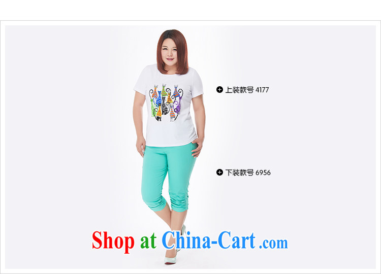 MsShe XL ladies' 2015 new summer wear thick sister stretch cotton stamp short-sleeved beauty T-shirts 4177 white 3XL pictures, price, brand platters! Elections are good character, the national distribution, so why buy now enjoy more preferential! Health
