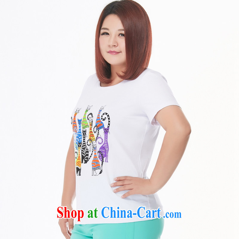 MsShe XL ladies' 2015 new summer wear thick sister stretch cotton stamp duty short-sleeved beauty T-shirts 4177 white 3XL, Susan Carroll, Ms Elsie Leung Chow (MSSHE), shopping on the Internet