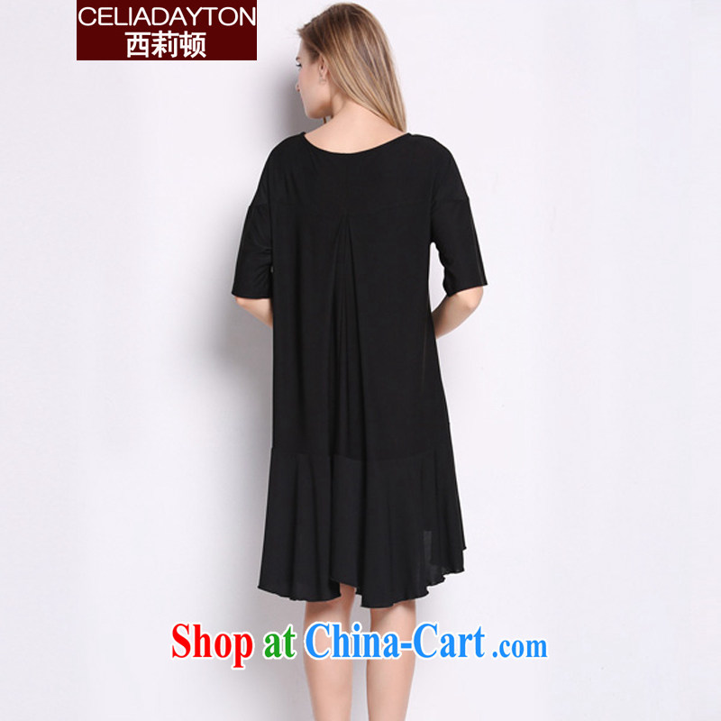 Ms. Cecilia Clinton the fat increase code 200 Jack mm thick summer dress, long, loose snow woven shirts T-shirt short-sleeved 2015 new emphasis on sister-skirt black 7 XL, Cecilia Medina Quiroga (celia Dayton), shopping on the Internet
