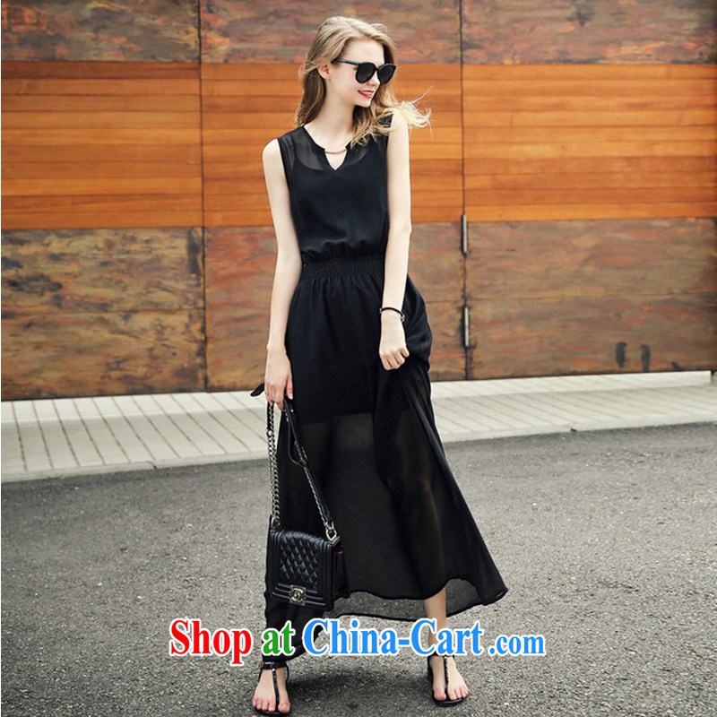 Yu, Sin City is indeed the XL female summer new, snow-woven sleeveless dresses mm thick black aura video thin beauty long skirt black 3 XL recommends that you 145 - 165 jack, Yu, for sin (yuerxianzi), online shopping