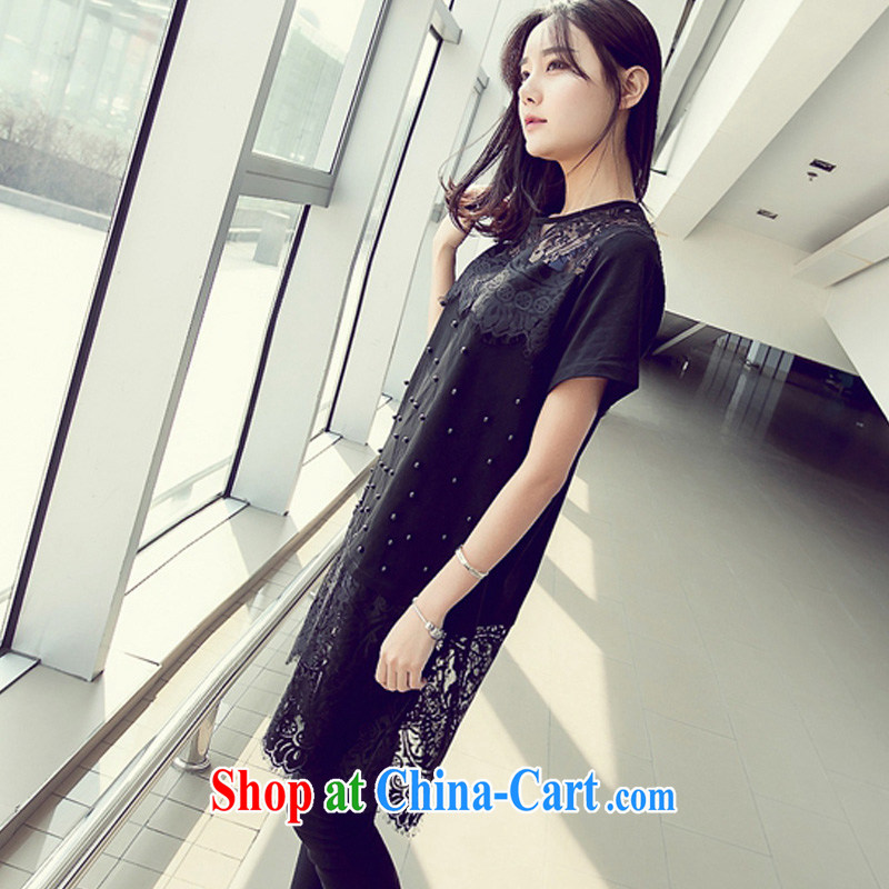 Yu's Sin City The Code women's clothing 200 Jack thick MM loose video thin lace, with summer skirts of Korean staple Pearl dress black 3 XL recommends that you 145 - 165 jack, Yu, for sin (yuerxianzi), online shopping