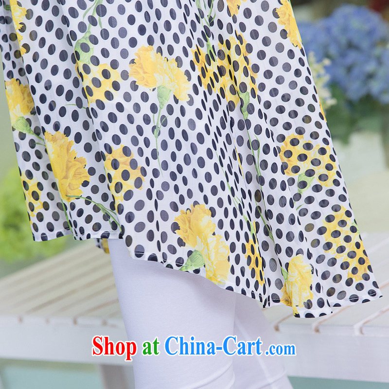 Huan Zhu Ge Ge Ge is indeed the XL female 2015 summer new, thick mm thick, loose video thin dot stamp duty short-sleeved snow-woven dresses X 5515 yellow 3 XL, giggling auspicious, shopping on the Internet