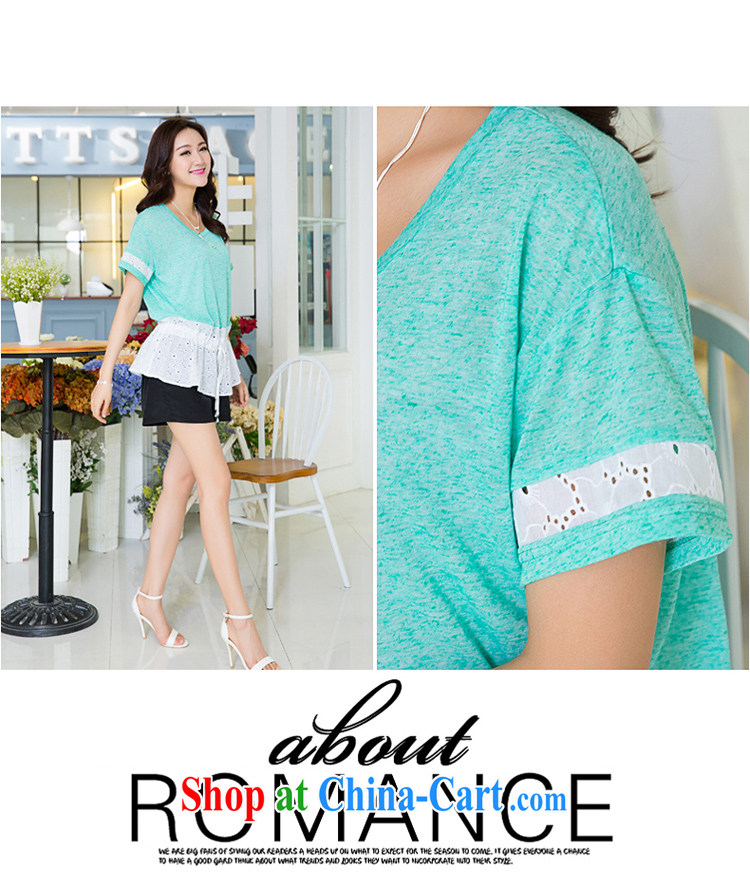 Huan Zhu Ge Ge Ge is indeed the XL female 2015 summer new thick MM-waist graphics thin knocked color stitching leisure short-sleeved T shirts women T-shirt X 5508 light green 3 XL pictures, price, brand platters! Elections are good character, the national distribution, so why buy now enjoy more preferential! Health