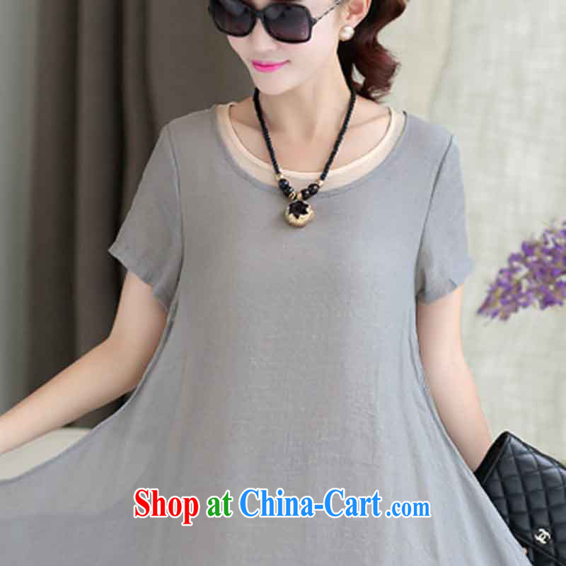 The language could be 2015 summer new loose the Code women mm thick literary and art nouveau short-sleeved A field large graphics thin cotton the dresses girls summer green XXL, the language, and, on-line shopping
