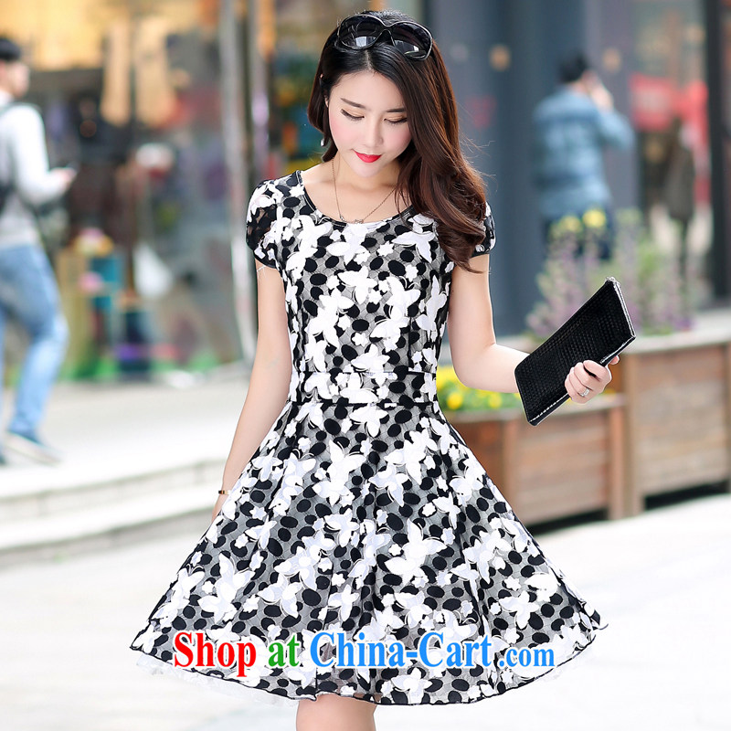 Song Meng Yin Yue XL summer new relaxed round-collar short-sleeve large snow woven dresses G 5856 black XL (120 - 135 ) jack, Song had Yin Yue, shopping on the Internet