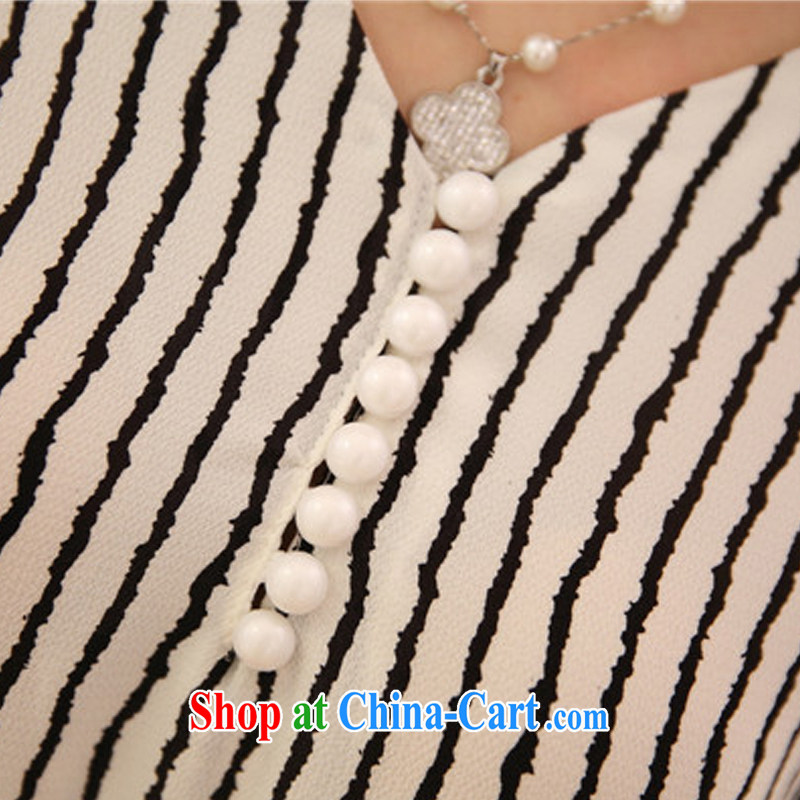 ZZ &FF 2015 new Korean version of the greater code stripe bubble cuff large, thick MM, long T-shirt T shirt solid white shirt XXXL (1160 - 200 jack), ZZ &FF, shopping on the Internet