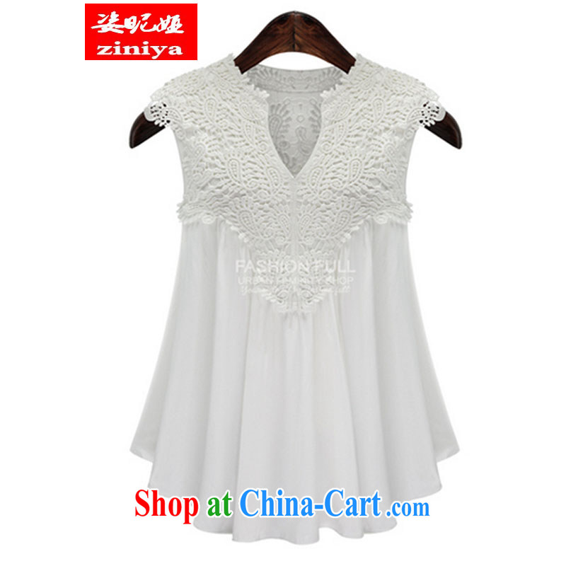 Colorful nickname Julia 2015 New, and indeed increase, female summer thick mm video thin lace shirt vest T-shirt woman white XXXXL, colorful nicknames, and shopping on the Internet