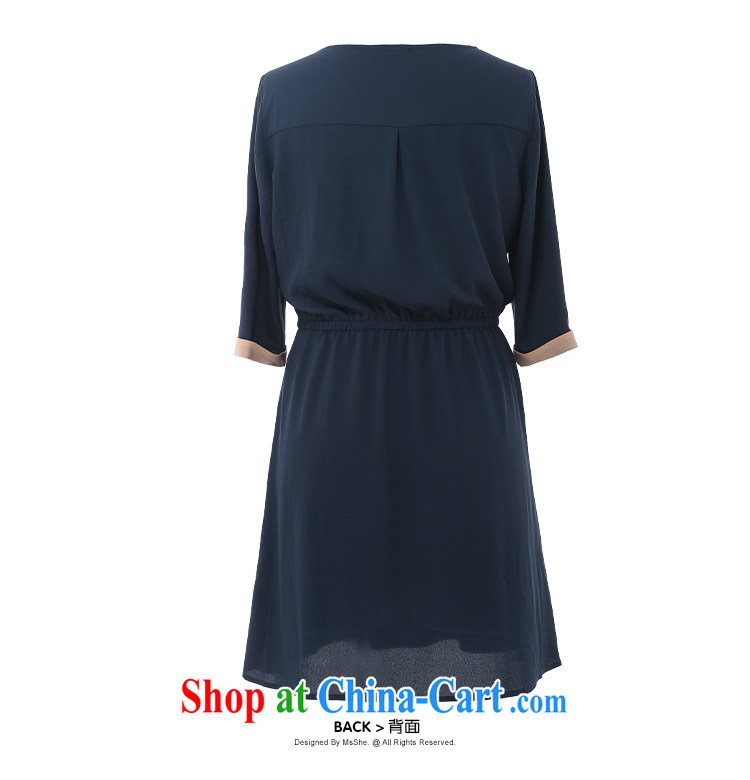 The MsShe indeed XL women 2015 new Summer Snow stretch woven round-collar hit color Edge dress 4735 blue 3 XL pictures, price, brand platters! Elections are good character, the national distribution, so why buy now enjoy more preferential! Health