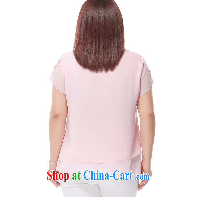 The MSSHE indeed XL women 2015 new summer wear thick MM flouncing short-sleeved snow woven shirts pre-sale 4736 blue 4 XL - pre-sale on 30 June in-stock, Susan Carroll poem Yi (MSSHE), shopping on the Internet