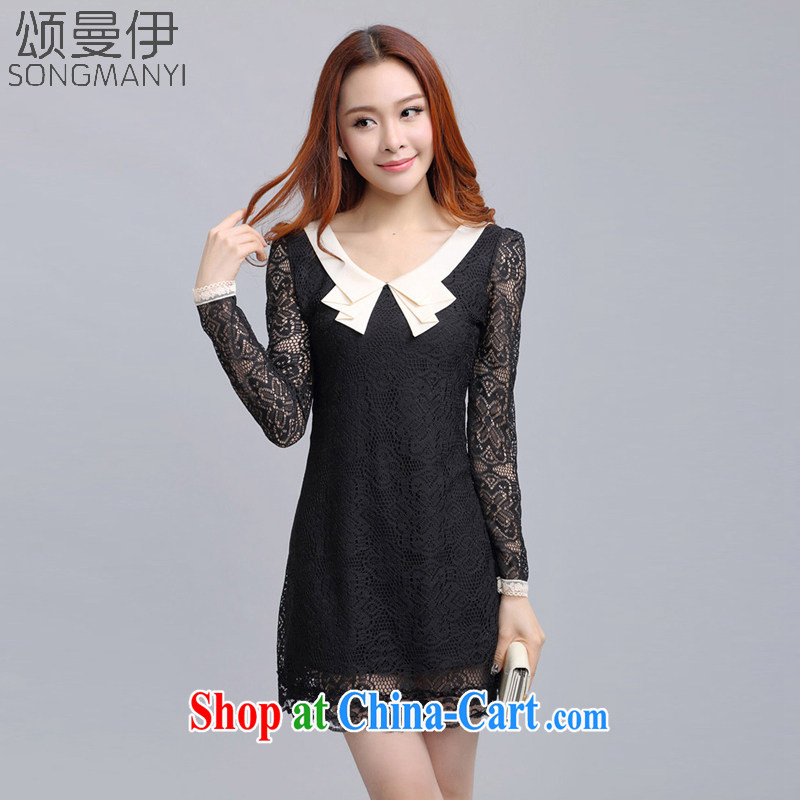 Also, the 2015 summer new, larger female graphics thin doll collar lace solid base snow woven dresses 583 black XXXL, of Manchester, and, shopping on the Internet