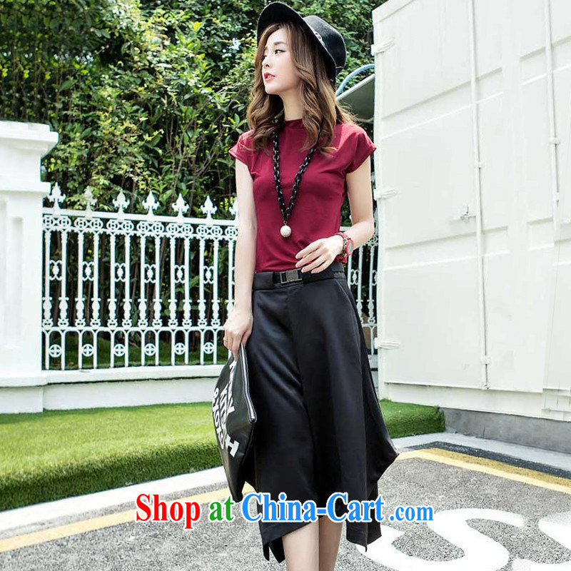 City once and for all the European site 2015 summer Korean version, pants Wide Leg Trouser press female short-sleeved Leisure package (for the payment as soon as possible black (black red skirt) XXL recommendations 125 - 140 jack, once and for all the beauty, shopping on the Internet