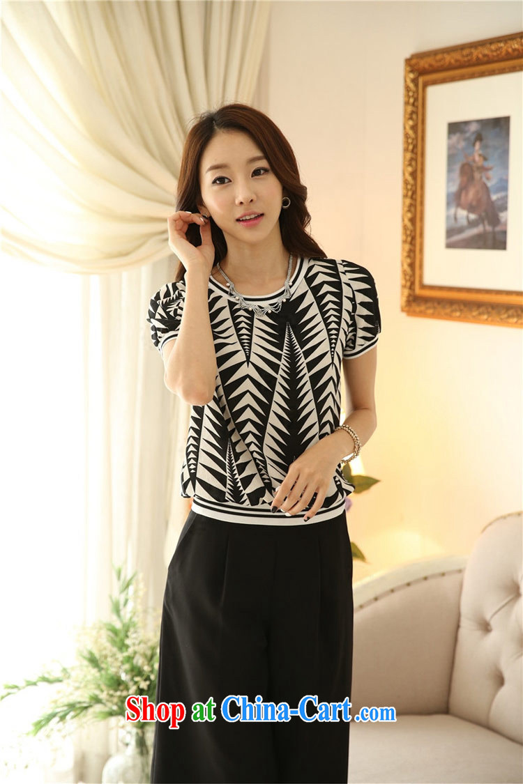 ONECHIC 2015 Summer Snow streaks woven shirts 7 skirt, Trouser Press Kit Korean Version Stamp loose short-sleeved T shirt + snow woven wide leg pants female horn pants shirt XXL pictures, price, brand platters! Elections are good character, the national distribution, so why buy now enjoy more preferential! Health