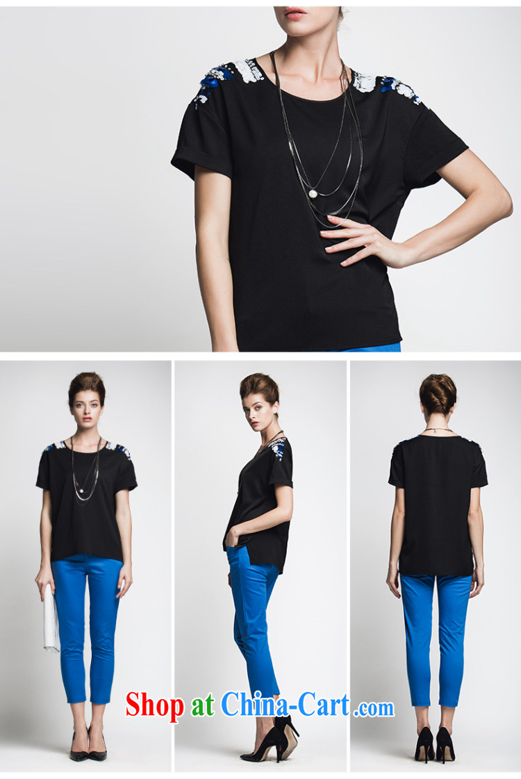 Slim, Mr Big, female 2015 summer new thick mm stylish shoulder, short-sleeved shirt T 952153947 black 5 XL pictures, price, brand platters! Elections are good character, the national distribution, so why buy now enjoy more preferential! Health