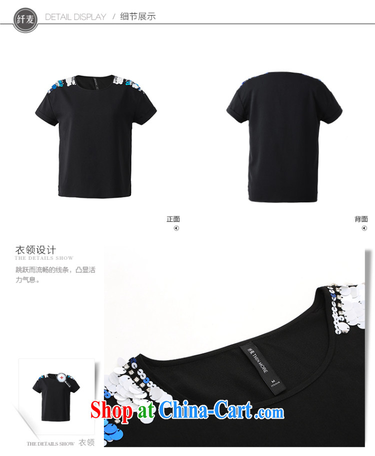Slim, Mr Big, female 2015 summer new thick mm stylish shoulder, short-sleeved shirt T 952153947 black 5 XL pictures, price, brand platters! Elections are good character, the national distribution, so why buy now enjoy more preferential! Health
