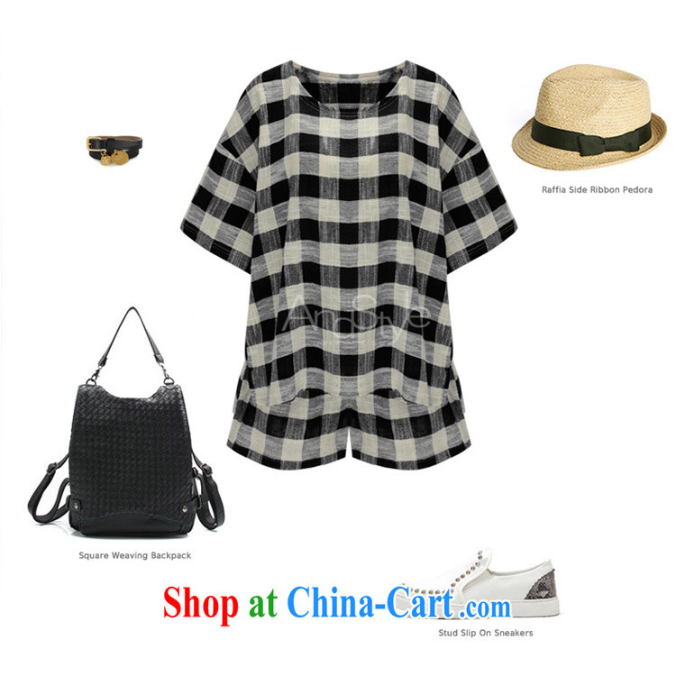 1000 fruit large, female 2015 summer new thick mm loose video thin cotton Ma checked short-sleeved shirt T + elastic waist shorts two pack 5151 blue checkered 5 XL pictures, price, brand platters! Elections are good character, the national distribution, so why buy now enjoy more preferential! Health