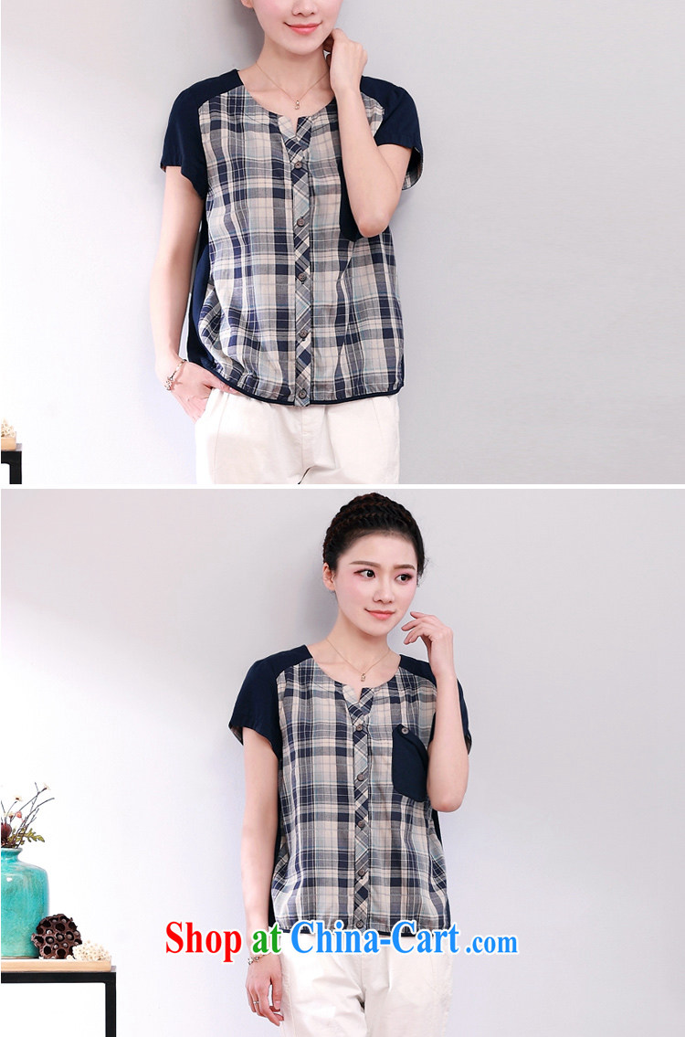 2015 DKchenpin larger female summer new, middle-aged ladies mother load shirt girls summer, loose tartan shirt female short-sleeved blue gray cells 3 XL pictures, price, brand platters! Elections are good character, the national distribution, so why buy now enjoy more preferential! Health