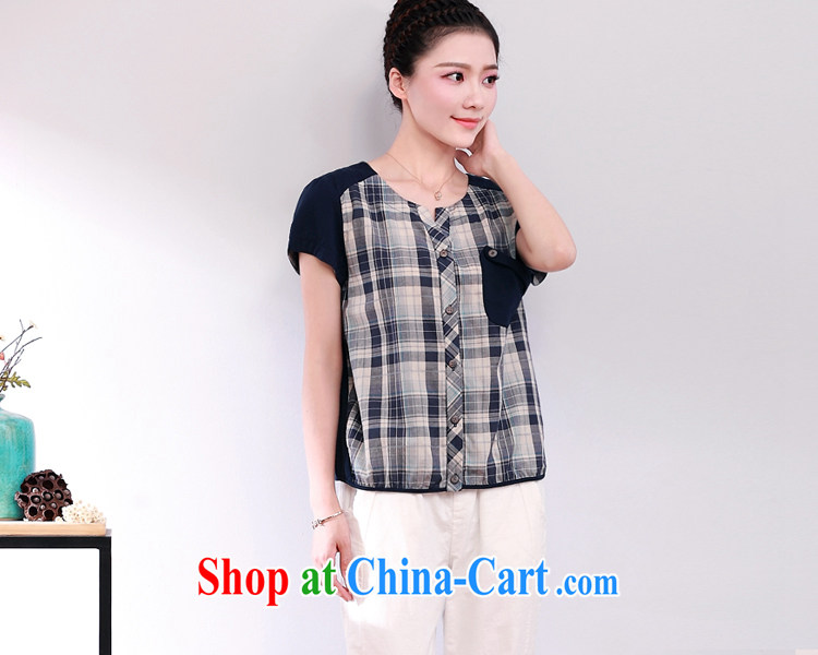 2015 DKchenpin larger female summer new, middle-aged ladies mother load shirt girls summer, loose tartan shirt female short-sleeved blue gray cells 3 XL pictures, price, brand platters! Elections are good character, the national distribution, so why buy now enjoy more preferential! Health