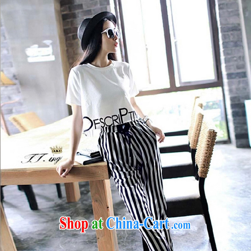 ZZ &FF summer 2015 new, larger women with thick MM female small Hong Kong-style short-sleeved shirt T streaks, trouser press and leisure suite with two sets of picture color XXXXXL, ZZ &FF, shopping on the Internet