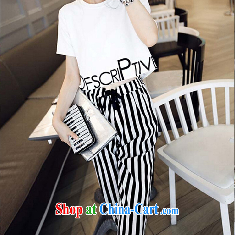 ZZ &FF summer 2015 new, larger women with thick MM female small Hong Kong-style short-sleeved shirt T streaks, trouser press and leisure suite with two sets of picture color XXXXXL, ZZ &FF, shopping on the Internet