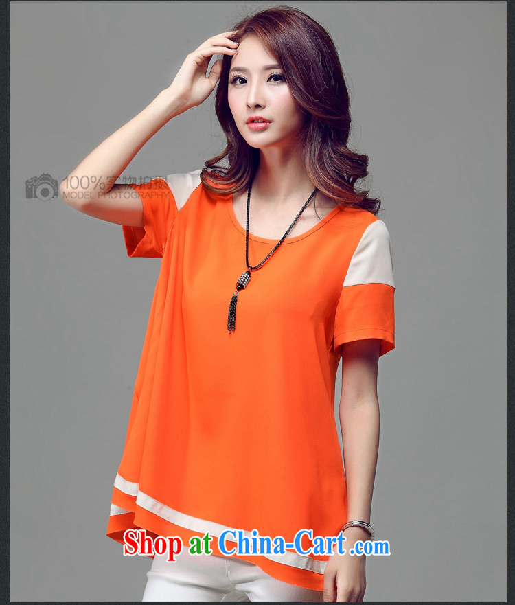 Morning would be the fat XL female 2015 summer new Korean style hit color snow woven A is short-sleeved shirt T mm thick loose video thin knocked color stitching snow woven shirts black 4XL pictures, price, brand platters! Elections are good character, the national distribution, so why buy now enjoy more preferential! Health