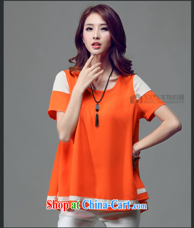 Morning would be the fat XL female 2015 summer new Korean style hit color snow woven A is short-sleeved shirt T mm thick loose video thin knocked color stitching snow woven shirts black 4XL pictures, price, brand platters! Elections are good character, the national distribution, so why buy now enjoy more preferential! Health