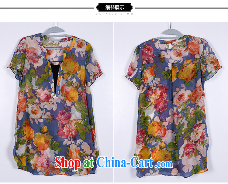 EKDI/clothing express 2015 larger female V collar retro stamp thick MM short-sleeved loose, long T shirt T-shirt blue 3XL pictures, price, brand platters! Elections are good character, the national distribution, so why buy now enjoy more preferential! Health