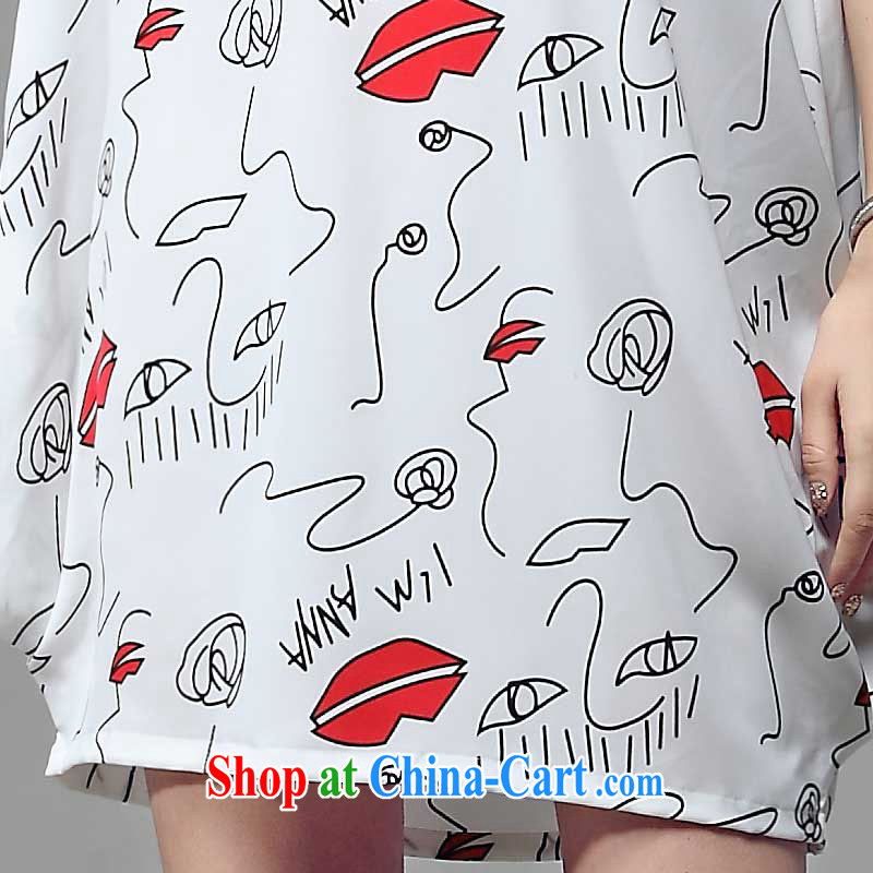 Morning would be 2015 and indeed increase, female summer new Korean Style Fashion stamp lantern dress mm thick loose video thin knocked color stamp skirt white 3XL, morning, and shopping on the Internet