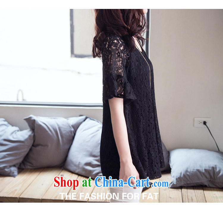 Also, the 2015 summer new, larger female T-shirt with short sleeves shirt T girl relaxed thick mm video thin lace T-shirt 8579 black XXXXXL pictures, price, brand platters! Elections are good character, the national distribution, so why buy now enjoy more preferential! Health