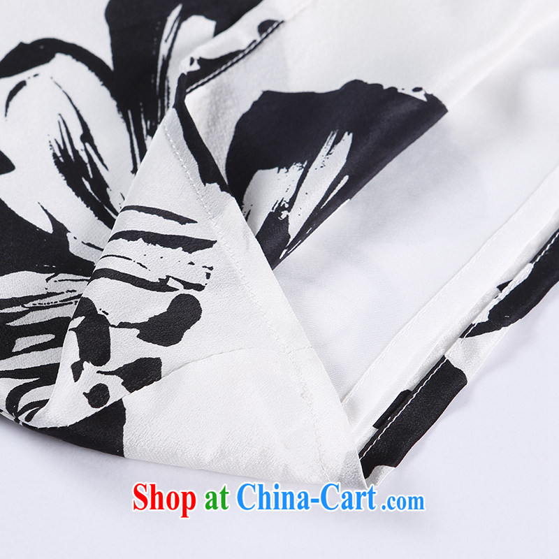 EKDI/clothing and express the code female V for black-and-white printing thick MM the waist graphics thin 5 cuff style dresses the color XL clothing, express (ekdi), shopping on the Internet