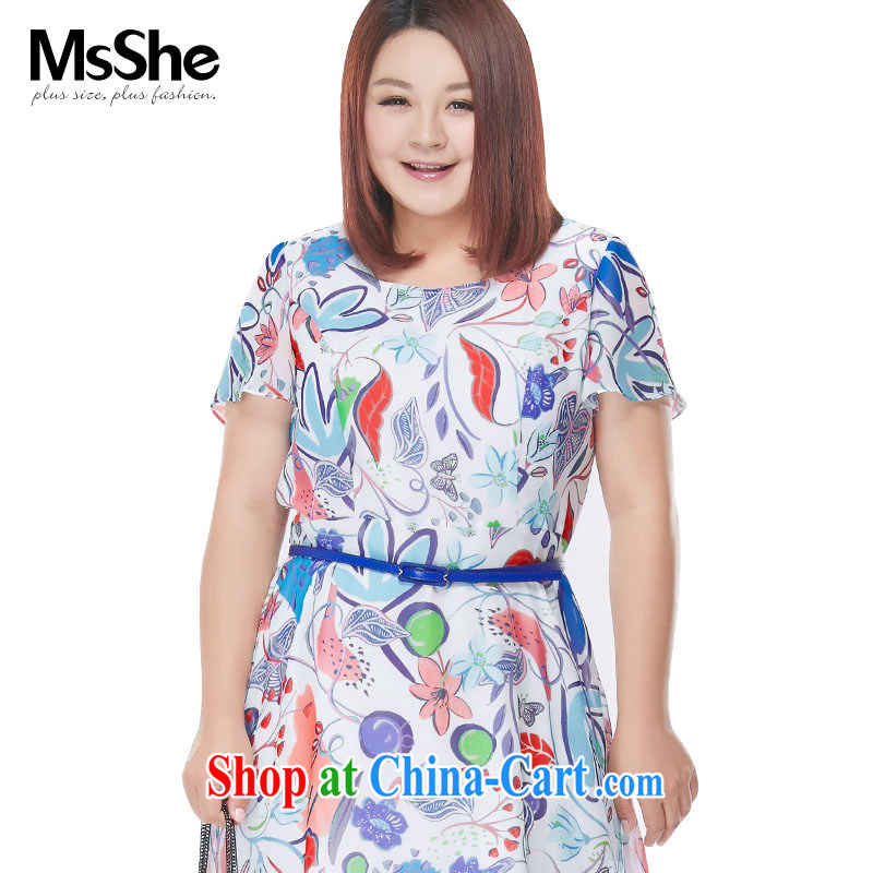 MSSHE XL girls 2015 new summer thick sister stamp snow woven dresses short-sleeved 4776 suit 3 XL
