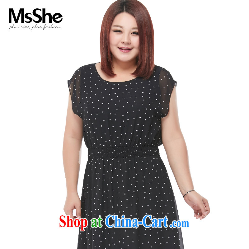 MSSHE XL girls 2015 new summer thick sister wave point stamp snow woven dresses pre-sale 4716 black and white dots 4 XL - pre-sale from 30 June to the