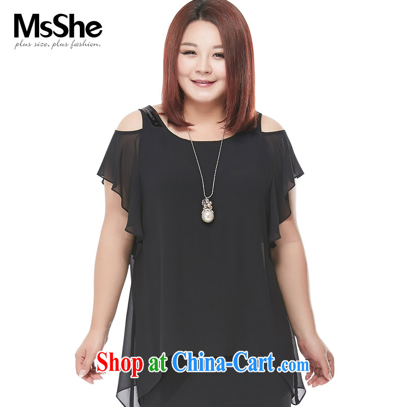 The MSSHE Code women 2015 new summer wear thick MM leave two Kits Series spelling skirts video thin pre-sale 4665 black 3 XL pre-sale on 30 June to the