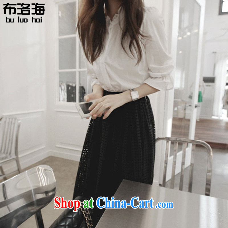 The sea 2015 summer new slim body fat MM XL female Two-piece dresses black-and-white shirt T-shirt language empty long skirt waist dress with 555 White on Black The XXXL for 140 - 160 jack, sea, shopping on the Internet