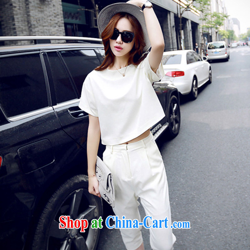 The Yan, Jacob 2015 summer leisure Two Piece Set with 7 T-shirt pants Kit 1681 white S, the United States welcomes and Jacob (meixinya), shopping on the Internet