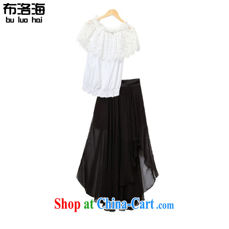 The sea 2015 summer new, focused on Europe and MM larger female Two-piece dresses lace Openwork shirt + body skirts long dress 5816 picture color XXXXXL, sea, shopping on the Internet