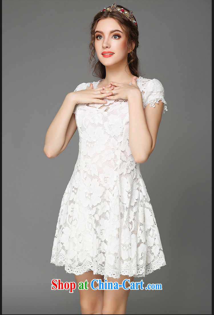 Connie's dream high-end European and American large, female fat sister summer graphics thin, 2015 new elegant-waist short-sleeve lace dress G - Y 781 white 4XL pictures, price, brand platters! Elections are good character, the national distribution, so why buy now enjoy more preferential! Health