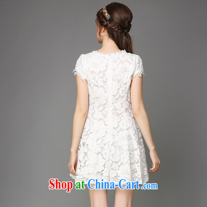 Connie's dream high-end in Europe and America, the female fat sister summer graphics thin, 2015 new elegant-waist short-sleeved lace dresses G - Y 781 white 4XL, Anne's dream, shopping on the Internet