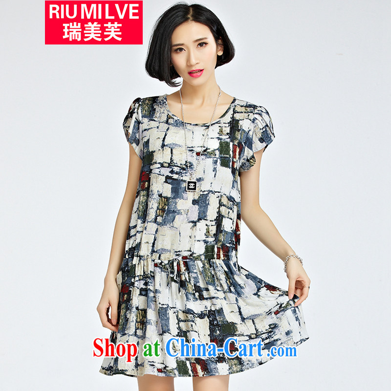 Ryan and the United States concluded the 2015 is indeed increasing, female summer new Korean version mm thick-waist graphics thin stylish stamp short-sleeved dresses Y 1217 photo color 3XL _150 - 165 _ jack