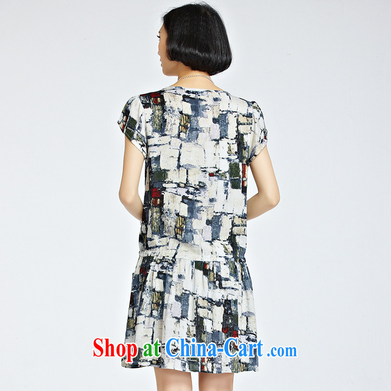 Ryan and the United States concluded the 2015 is indeed XL female summer new Korean version mm thick-waist graphics thin stylish stamp short-sleeved dresses Y 1217 photo color 3XL (150 - 165 ) jack, the US could (RIUMILVE), online shopping