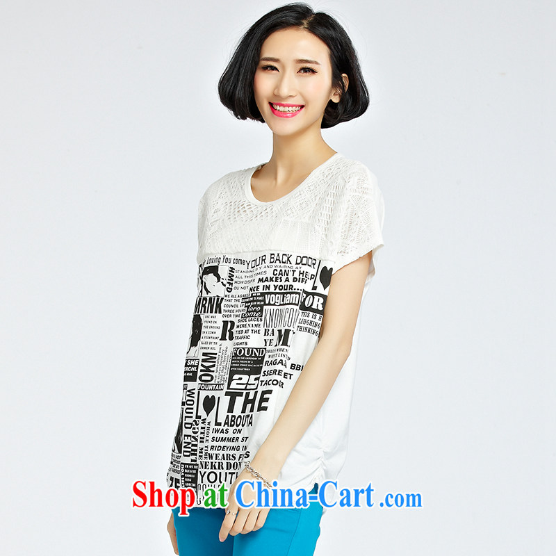 Ryan and the United States by 2015 would increase, female summer new Korean version mm thick beauty graphics thin letter stamp leisure 100 ground short-sleeved shirt T girls T-shirt 1220 white 3XL (150 - 165 ) jack, the US could (RIUMILVE), online shopping